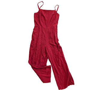 Old navy red jumpsuit size‎ M tall linen viscose blend
